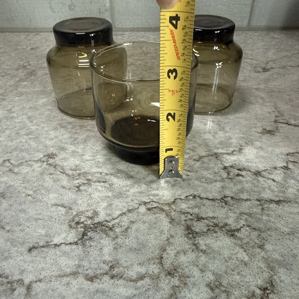 Vintage Libbey Amber Glass Stackable 4 Oz Juice Glasses Tumblers Set Of 3 Petite